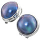 11/16" 925 Silver Blue Mabe Pearl Omega Post Earrings