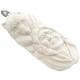 Indian Chief Grizzly Bear Buffalo Bone Carving 925 Sterling Silver Pendant, 3 3/8"