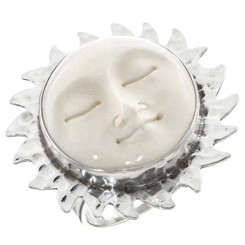 Hand Carving Sun Goddess Bison Bone 925 Sterling Silver Ring