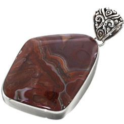 2 5/16" 925 Sterling Silver Crazy Lace Agate us Pendant