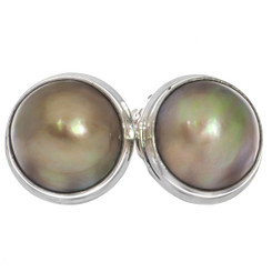 925 Sterling Silver Gold-Tone Mabe Pearl Clip-On Earrings