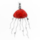2 1/8" 925 Sterling Silver Red Coral Jellyfish us Pendant