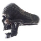 Mens Masonic Open Jaw Skull Dark Patina 925 Sterling Silver Biker Ring, US 8-13