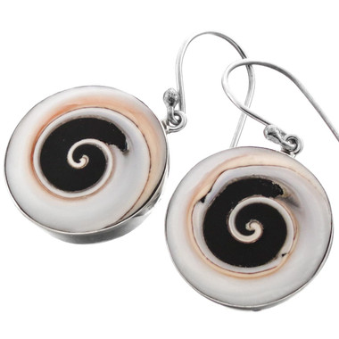 13/16" 925 Silver Cone Shell Eye French Hook Earrings