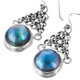 1 5/16" 925 Silver Blue Mabe Pearl French Wires Earrings