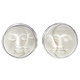 925 Silver Bison Bone Closed Eyes Face Moon Sun Earrings