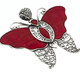 2 5/16" 925 Silver Red Sponge Coral Butterfly us Pendant