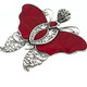 2 5/16" 925 Silver Red Sponge Coral Butterfly us Pendant