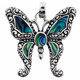 1 1/4" 925 Silver Paua Abalone Butterfly us Pendant