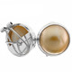 11/16" 925 Silver Gold Mabe Pearl Omega Post Earrings