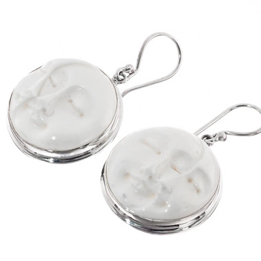13/16" 925 Silver Bison Bone Moon Sun Eye French Earrings
