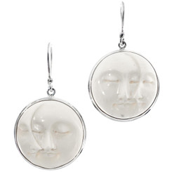 13/16" 925 Silver Bison Bone Moon Sun Eye French Earrings