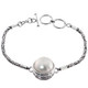 925 Silver Mabe Pearl Byzantine 7 1/2" White Chain Bracelet