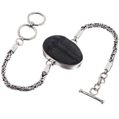 925 Silver Trilobite Byzantine 5" Toggle Chain Bracelet