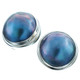 11/16" 925 Sterling Silver Blue Mabe Pearl Earrings