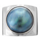 Substantial 3/4" Wide Blue Mabe Cultured Pearl 925 Sterling Silver Ring