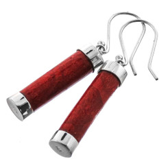 1 1/4" 925 Silver Genuine Red Coral French Drop Earrings