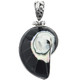 925 Sterling Silver Genuine Nautilus Shell Black Pendant, 1 3/4" 