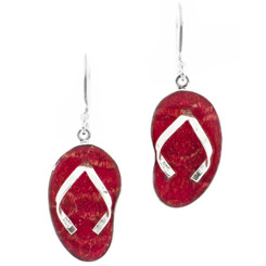 7/8" 925 Silver Genuine Red Coral French Wires Earrings