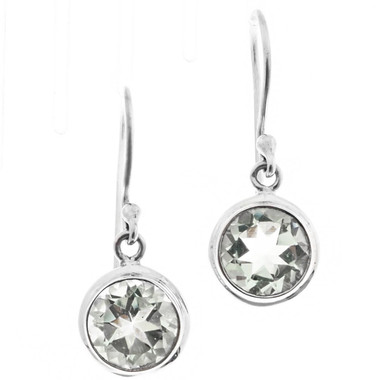 7/16" 925 Silver Prasiolite Round Green French Earrings