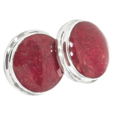 11/16" 925 Sterling Silver Red Coral Post Earrings