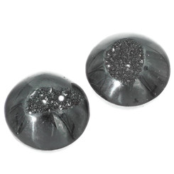 Cabochon Agate Druzy Pair Round 9/16"(15mm) Titanium Black