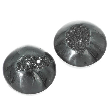 Cabochon Agate Druzy Pair Round 9/16"(15mm) Titanium Black