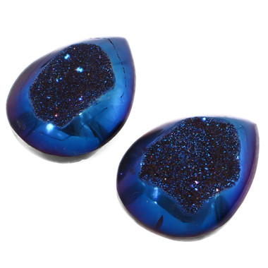 Cabochon Agate Druzy 11/16"(18mm) Cobalt Blue Titanium