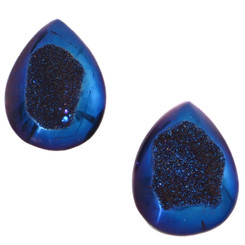Cabochon Agate Druzy 11/16"(18mm) Cobalt Blue Titanium