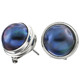 9/16" 925 Silver Blue Mabe Pearl Omega Post Earrings