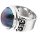 3/4" Wide South Pacific Blue Mabe Cultured Pearl 925 Sterling Silver Ring