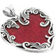 2 1/16" 925 Silver Genuine Red Sponge Coral Heart Pendant