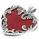 2 1/16" 925 Silver Genuine Red Sponge Coral Heart Pendant