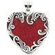 2 1/16" 925 Silver Genuine Red Sponge Coral Heart Pendant