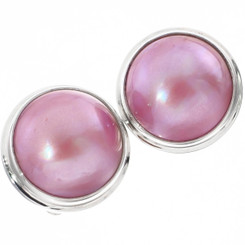 11/16" 925 Sterling Silver Pink Mabe Pearl Earrings