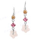 1 9/16" 925 Silver Rose Quartz Pink Quartz Pearl French Wires Earrings