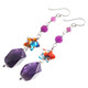 2 3/8" 925 Silver Amethyst Lampworked Glass French Earrings