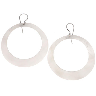 Oyster Mother Of Pearl Shell White French Wires Earrings