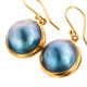11/16" 925 Silver Blue Mabe Pearl Vermeil Gold Earrings