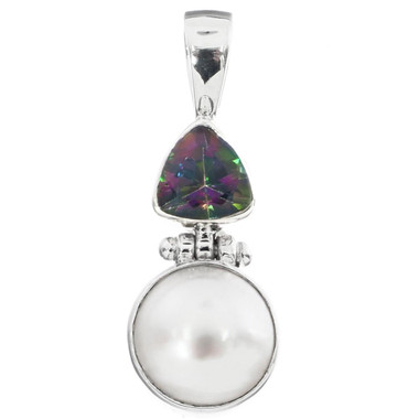 1 5/16" 925 Silver Mystic Topaz Mabe Pearl us Pendant