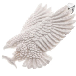 2 9/16" 925 Silver Bison Bone Carving Eagle us Pendant