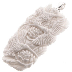 3" 925 Silver Bison Bone Flower Hummingbird Colibri Pendant