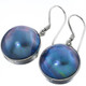 3/4" 925 Silver Blue Mabe Pearl French Hook Earrings
