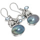 Elephant Blue Mabe Cultured Pearl Blue Topaz 925 Sterling Silver Earrings, 1 1/8"