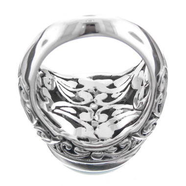 Bali Scrollwork South Pacific Blue Mabe Pearl 925 Sterling Silver Ring