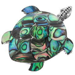 925 Silver Paua Abalone Shell Turtle us Pendant Brooch