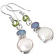 1 5/16" 925 Silver Opal Peridot Biwa French Earrings