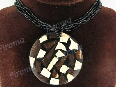 Coconut Wood Seed Beads 17" Black Necklace