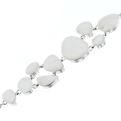 925 Silver White Oyster Mother Of Pearl Shell 5" Bracelet