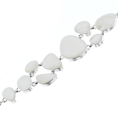 925 Silver White Oyster Mother Of Pearl Shell 5" Bracelet